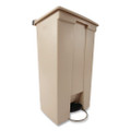 Step-on Receptacle With Wheels, Rectangular, Polyethylene, 23 Gal, Beige
