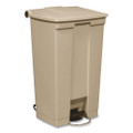 Step-on Receptacle With Wheels, Rectangular, Polyethylene, 23 Gal, Beige
