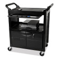 Utility Cart With Locking Doors, Two-shelf, 33.63w X 18.63d X 37.75h, Black