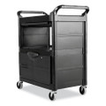 Utility Cart With Locking Doors, Two-shelf, 33.63w X 18.63d X 37.75h, Black