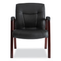 Alera Madaris Series Bonded Leather Guest Chair, Wood Trim Legs, 25.39" X 25.98" X 35.62", Black Seat/back, Mahogany Base
