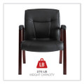 Alera Madaris Series Bonded Leather Guest Chair, Wood Trim Legs, 25.39" X 25.98" X 35.62", Black Seat/back, Mahogany Base