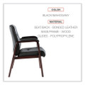 Alera Madaris Series Bonded Leather Guest Chair, Wood Trim Legs, 25.39" X 25.98" X 35.62", Black Seat/back, Mahogany Base