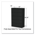 Lateral File, 5 Legal/letter/a4/a5-size File Drawers, Black, 42" X 18" X 64.25"