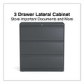 Lateral File, 3 Legal/letter/a4/a5-size File Drawers, Charcoal, 36" X 18" X 39.5"