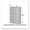 Lateral File, 5 Legal/letter/a4/a5-size File Drawers, 1 Roll-out Posting Shelf, Light Gray, 42" X 18" X 64.25"
