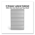 Lateral File, 5 Legal/letter/a4/a5-size File Drawers, 1 Roll-out Posting Shelf, Light Gray, 42" X 18" X 64.25"