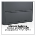 Lateral File, 5 Legal/letter/a4/a5-size File Drawers, Charcoal, 36" X 18" X 64.25"