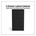 Lateral File, 5 Legal/letter/a4/a5-size File Drawers, Black, 36" X 18" X 64.25"