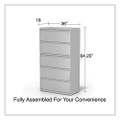 Lateral File, 5 Legal/letter/a4/a5-size File Drawers, Light Gray, 36" X 18" X 64.25"