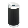 At-your-disposal Vertex Receptacle, Round, Polyethylene, 38 Gal, Black/chrome