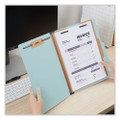 Four-section Pressboard Classification Folders, 1 Divider, Letter Size, Light Blue, 20/box