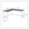 Workspace By Alera L-shaped Farmhouse Desk, 58.27" X 58.27" X 29.53", Gray/white