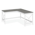 Workspace By Alera L-shaped Farmhouse Desk, 58.27" X 58.27" X 29.53", Gray/white
