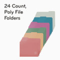 U Eco Poly File Folders, 1/3 Cut Tabs: Assorted, Letter Size, 0.5" Expansion, Assorted Colors, 24/pack