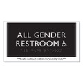 Ada Sign, All Gender Restroom Accessible, Plastic, 4 X 4, Clear/white