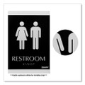 Century Series Office Sign, Men/women Restroom, 6 X 9, Black/silver