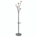 Festival Coat Stand With Umbrella Holder, Five Knobs, 13.97 X 14 X 73.62, Gray Festival Coat Stand With Umbrella Holder, Five Knobs, 13.97 X 14 X 73.62, Gray