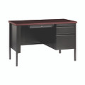 Single Pedestal Steel Desk, 45" X 24" X 29.5", Mahogany/charcoal, Charcoal Legs Single Pedestal Steel Desk, 45" X 24" X 29.5", Mahogany/charcoal, Charcoal Legs