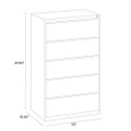 Lateral File, 5 Legal/letter-size File Drawers, Light Gray, 30" X 18.62" X 67.62"