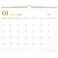 Workstyle Monthly Wall Calendar, 15 X 12, White/gold Sheets, 12-month (jan To Dec): 2025
