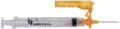 Safety Hypodermic Syringe with Needle Carepoint Safety 3 mL 5/8 Inch 25 Gauge Hinged Safety Needle Regular Wall