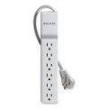 Home/office Surge Protector W/rotating Plug, 6 Outlets, 8 Ft Cord, 720j, White