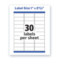 Waterproof Address Labels With Trueblock And Sure Feed, Laser Printers, 1 X 2.63, White, 30/sheet, 50 Sheets/pack
