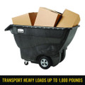 Structural Foam Tilt Truck, Rectangular, 1,000 Lb Capacity, Black