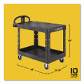 Flat Shelf Utility Cart, Two-shelf, 25.25w X 44d X 38.13h, Black