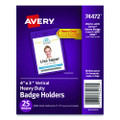 Secure Top Heavy-duty Badge Holders, Vertical, 3w X 4h, Clear, 25/pack