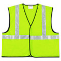 Class 2 Safety Vest, Polyester, Large Fluorescent Lime With Silver Stripe