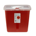 Sharps Container SharpSafety Red Base 10 H X 10-1/2 W X 7-1/4 D Inch Vertical Entry 2 Gallon Sharps Container SharpSafety Red Base 10 H X 10-1/2 W X 7-1/4 D Inch Vertical Entry 2 Gallon