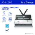 Ads-1300 Compact Desktop Scanner, 600 Dpi X 600 Dpi Optical Resolution, 20-sheet Duplex Auto Document Feeder