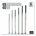 Precision Screwdriver Set, Six-piece, Phillips/slotted, Assorted Lengths, Polished Steel Handles