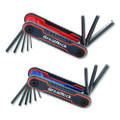 Hex Key Fold-up Tool Set, Two-piece, Metric/sae, Black-oxide/blue (sae), Black-oxide/red (metric)