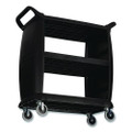 Bussing Cart, Plastic, 3 Shelves, 300 Lb Capacity, 18 X 36.25 X 38, Black