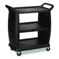 Bussing Cart, Plastic, 3 Shelves, 300 Lb Capacity, 18 X 36.25 X 38, Black