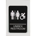 Ada Sign, Unisex Restroom, 6 X 9, Black Face, White Graphics