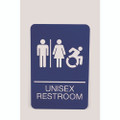 Ada Sign, Unisex Restroom, 6 X 9, Blue Face, White Graphics Ada Sign, Unisex Restroom, 6 X 9, Blue Face, White Graphics