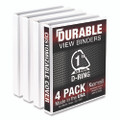 Durable D-ring View Binders, 3 Rings, 1" Capacity, 11.5" X 8.5", White, 4/pack Durable D-ring View Binders, 3 Rings, 1" Capacity, 11.5" X 8.5", White, 4/pack
