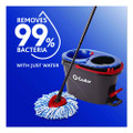 Ezwring Rinseclean Spin Mop System, Blue/white Microfiber Head, Up To 51" Adjustable Red/gray Handle