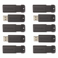Pinstripe Usb 3.2 Flash Drive, 32 Gb, Black 10/pack