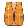 Polyester Mesh Safety Vest, One Size Fits All, Orange With 0.75" Lime Green Stripe
