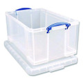 Snap-lid Storage Bin, 11.09 Gal, 17.31" X 20.5" X 12.25", Clear/blue