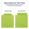 Insertable Big Tab Plastic Dividers, 8-tab, 11 X 17, Green, 1 Set