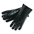 Single Dipped Pvc Gloves, Rough, Interlock Lined, 12" Long, Large, Black, 12 Pair