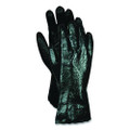 Single Dipped Pvc Gloves, Rough, Interlock Lined, 12" Long, Large, Black, 12 Pair