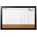 Magnetic Combination Board Calendar, Monthly Planning/scheduling, 35" X 23", Tan/white Surface, Black Wood Frame