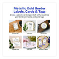 Business Cards With Metallic Gold Borders, Inkjet/laser, 2 X 3.5, White, 100 Cards, 10 Cards/sheet, 10 Sheets/pack